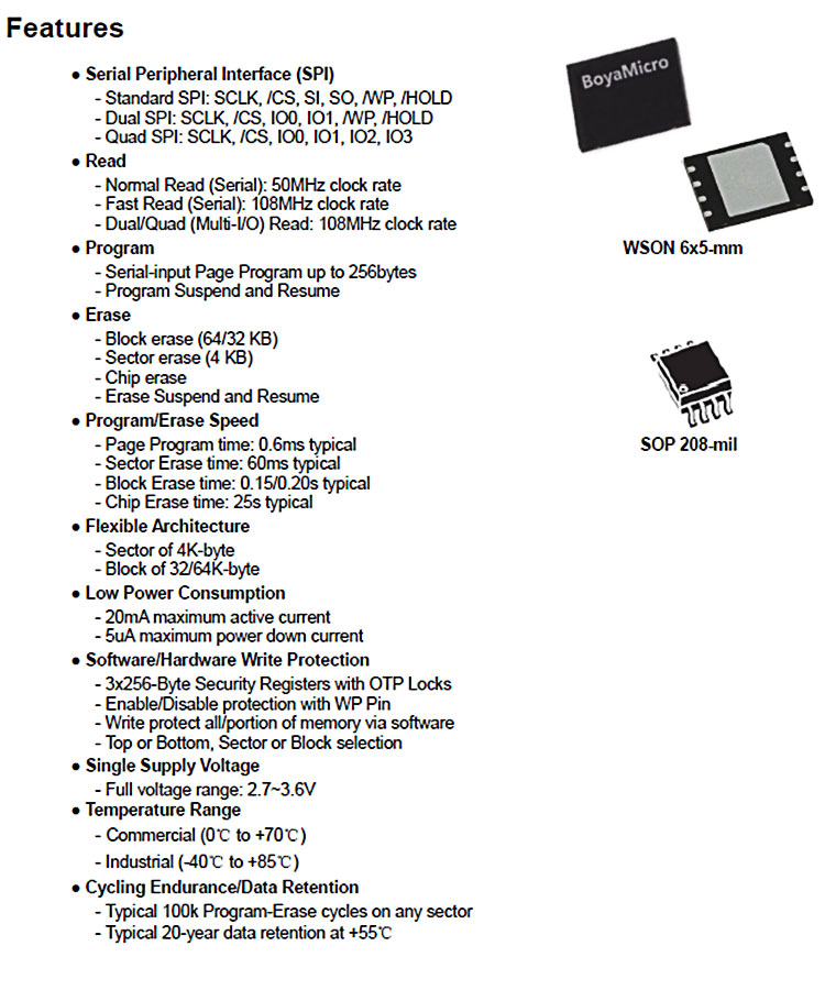 BY25Q64A 64M BIT SPI NOR FLASH