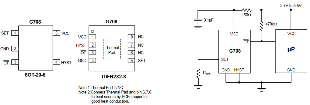 G708 台湾致新代理商 GMT 温度传感器和风扇控制器和风扇驱动器系列 热敏开关
